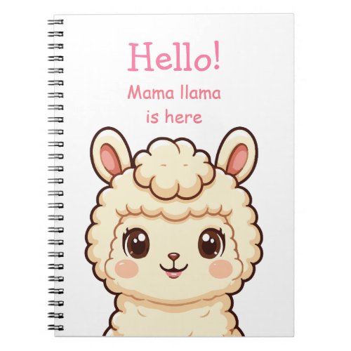 Cute llama illustration design notebook