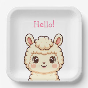 Cute llama illustration design paper plates