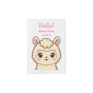 Cute llama illustration design passport holder