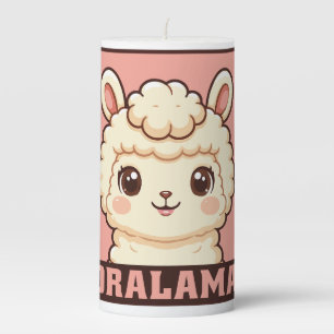 Cute llama illustration design pillar candle