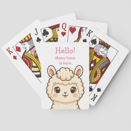 Cute llama illustration design poker cards