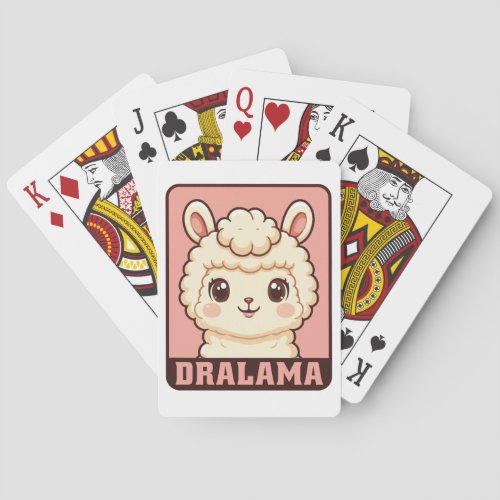 Cute llama illustration design poker cards