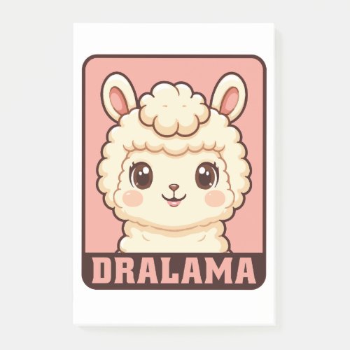 Cute llama illustration design post-it notes