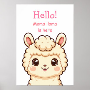 Cute llama illustration design poster
