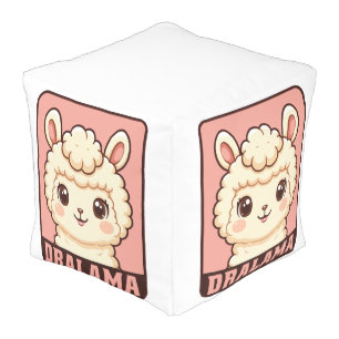Cute llama illustration design pouf