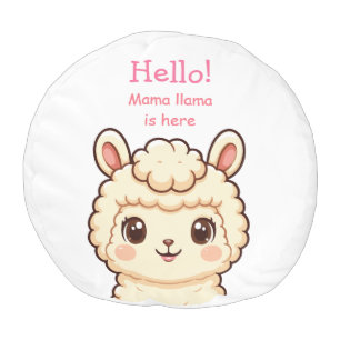 Cute llama illustration design pouf