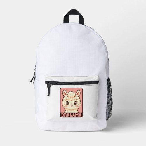 Cute llama illustration design printed backpack