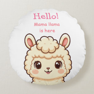 Cute llama illustration design round pillow