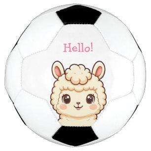 Cute llama illustration design soccer ball