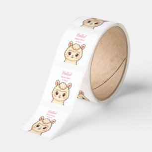 Cute llama illustration design square sticker