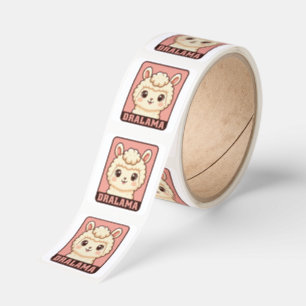 Cute llama illustration design square sticker