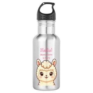 Cute llama illustration design stainless steel water bottle
