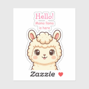 Cute llama illustration design sticker