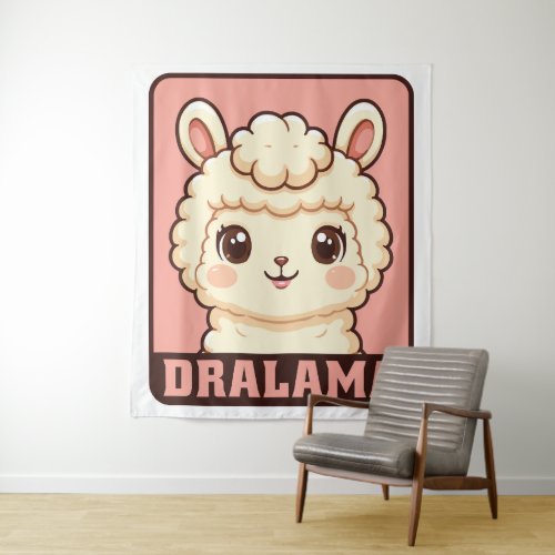 Cute llama illustration design tapestry