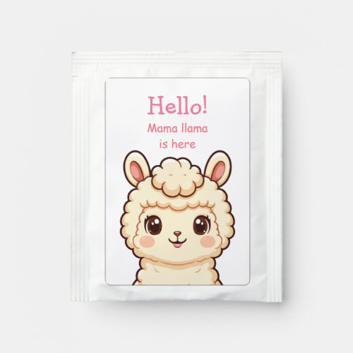 Cute llama illustration design tea bag drink mix