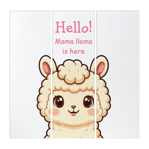 Cute llama illustration design triptych