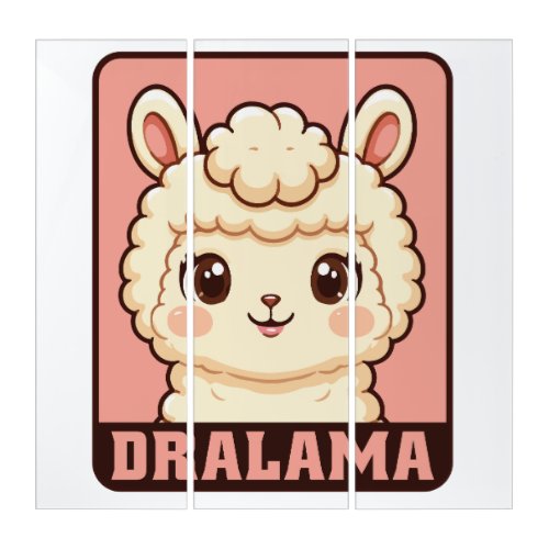 Cute llama illustration design triptych