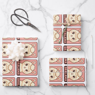 Cute llama illustration design wrapping paper sheets