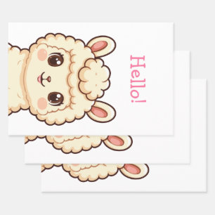 Cute llama illustration design wrapping paper sheets