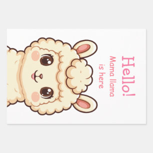 Cute llama illustration design wrapping paper sheets