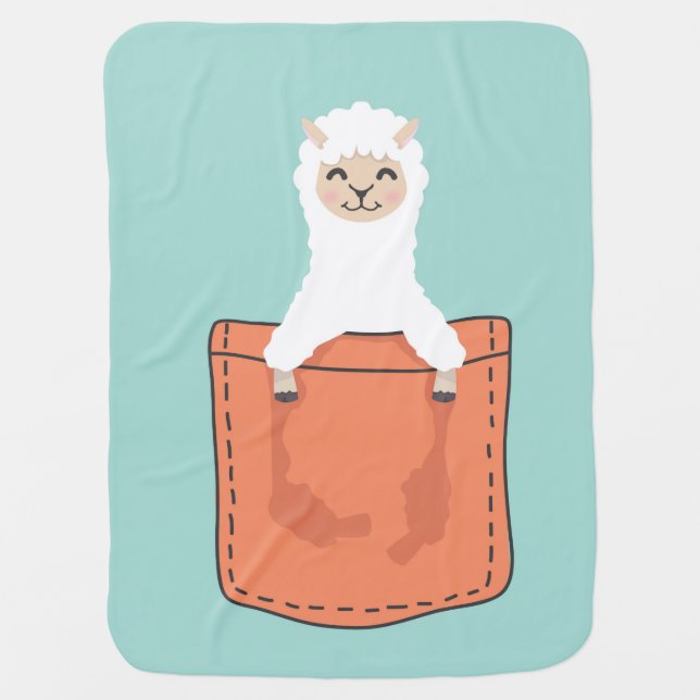 Cute LLama in a pocket Baby Blanket (Front)