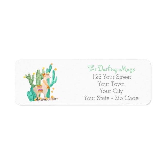 Cute Llama in Cactus Garden - Return Address Label (Front)