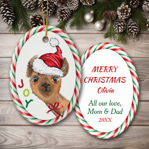Cute Llama Joy Kids Christmas Ornament