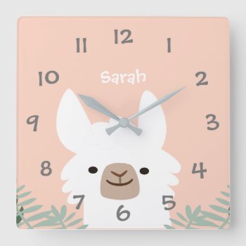 Cute Llama  Kids Nursery Wall Clock by OS_Designs at Zazzle