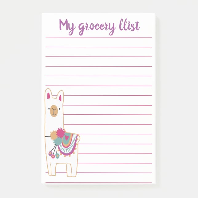 Cute llama lined pad post-it notes (Front)