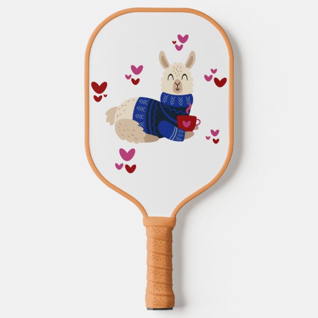 Cute Llama Love Pickleball Paddle (Front)