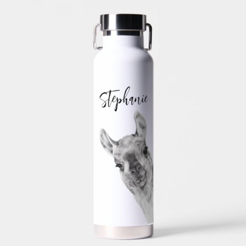 Cute Llama Lover Personalized name Water Bottle