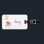 Cute llama luggage tag<br><div class="desc">The background color can be changed</div>