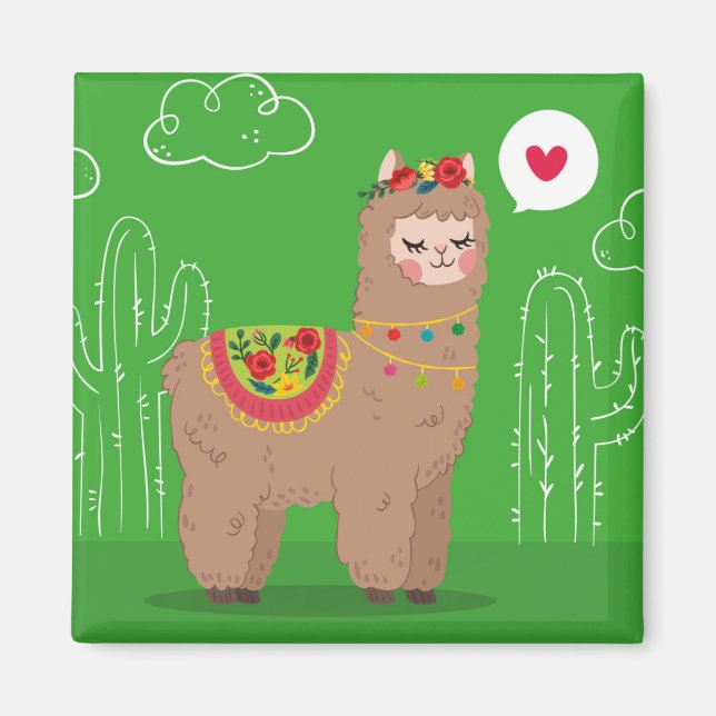 Cute Llama Magnet (Front)