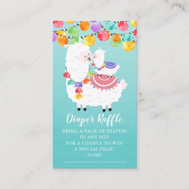 Cute Llama Mama Baby Shower Diaper Raffle Ticket Enclosure Card (Front)