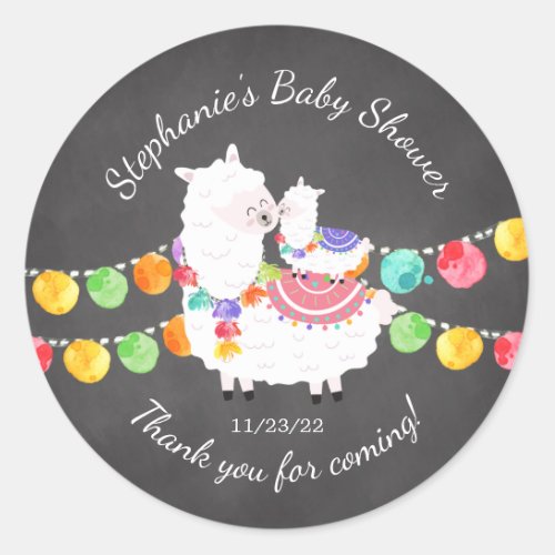 Cute Llama Mama Baby Shower Favor Sticker