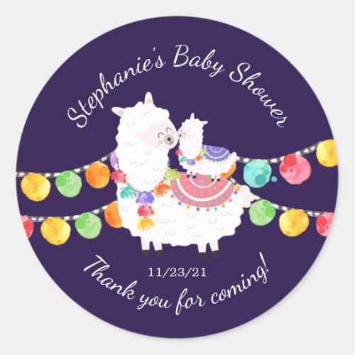 Cute Llama Mama Baby Shower Favor Sticker