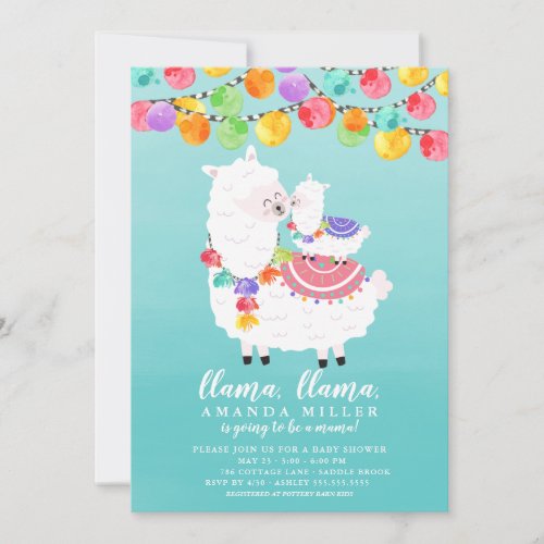 Cute Llama Mama Baby Shower Invitation