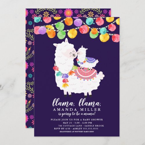 Cute Llama Mama Baby Shower Invitation