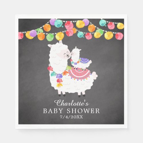 Cute Llama Mama Baby Shower Paper Napkins