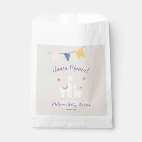 Cute Llama Mama Tan Purple Baby Shower Favor Bag