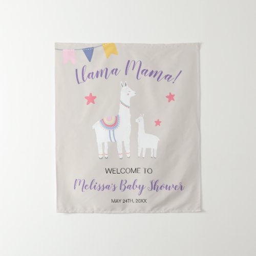 Cute Llama Mama Welcome to Baby Shower Tapestry