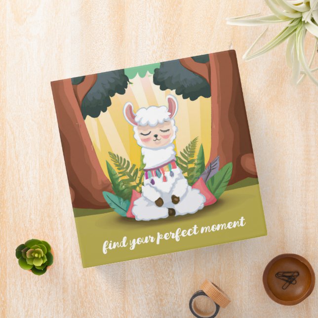 Cute Llama Meditating in Magical Forest 3 Ring Binder (In Situ)