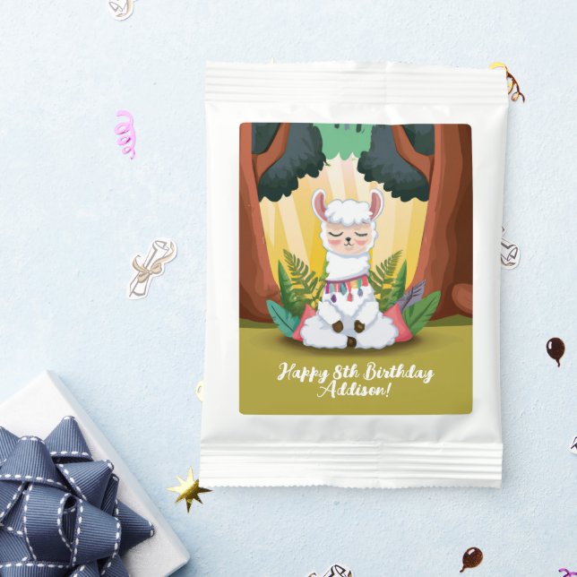 Cute Llama Meditating in Magical Forest Birthday Lemonade Drink Mix (Packets)