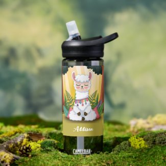 Cute Llama Meditating in Magical Forest