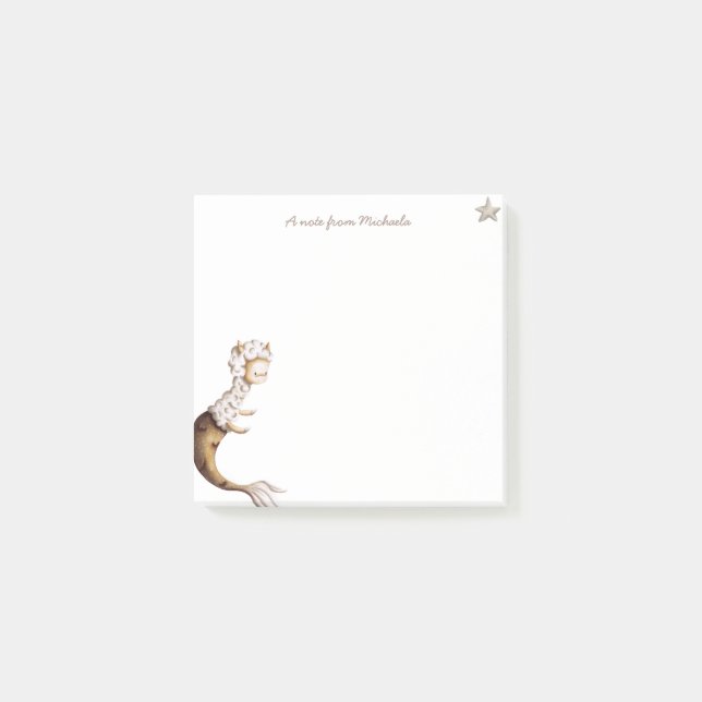 Cute Llama Mermaid Animal Post-it Notes (Front)
