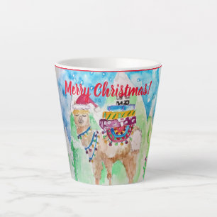Cute Llama Merry Christmas art Girls Latte Mug