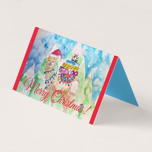 Cute Llama Merry Christmas Red Card set
