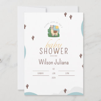 Cute Llama Mexican Fiesta Theme Baby Shower Invitation