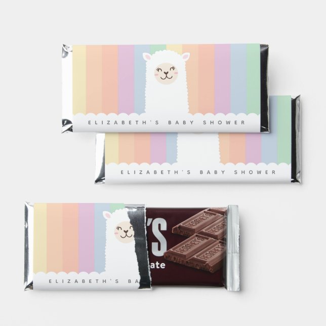 Cute Llama Momma Rainbow Baby Shower Thank You Hershey Bar Favors (Front)