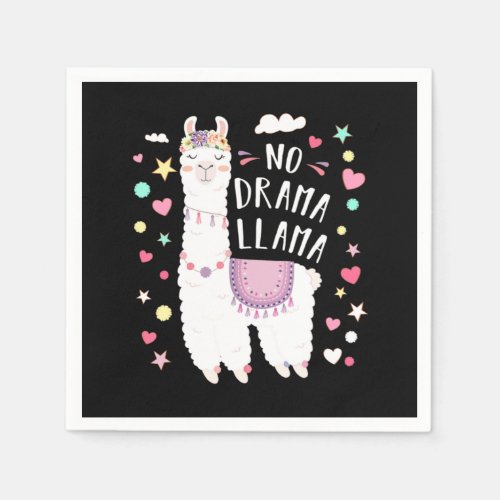 Cute Llama No Drama Llama Floral Llama Alpaca Love Napkins